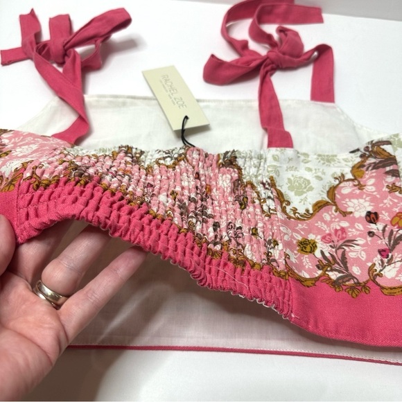 Rachel Zoe Linen Crop Halter Top Floral Tie Shoulder New with Tag Attached - Picture 9 of 11